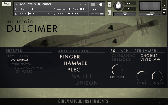 爱尔兰山扬琴 Cinematique Instruments Mountain Dulcimer KONTAKT