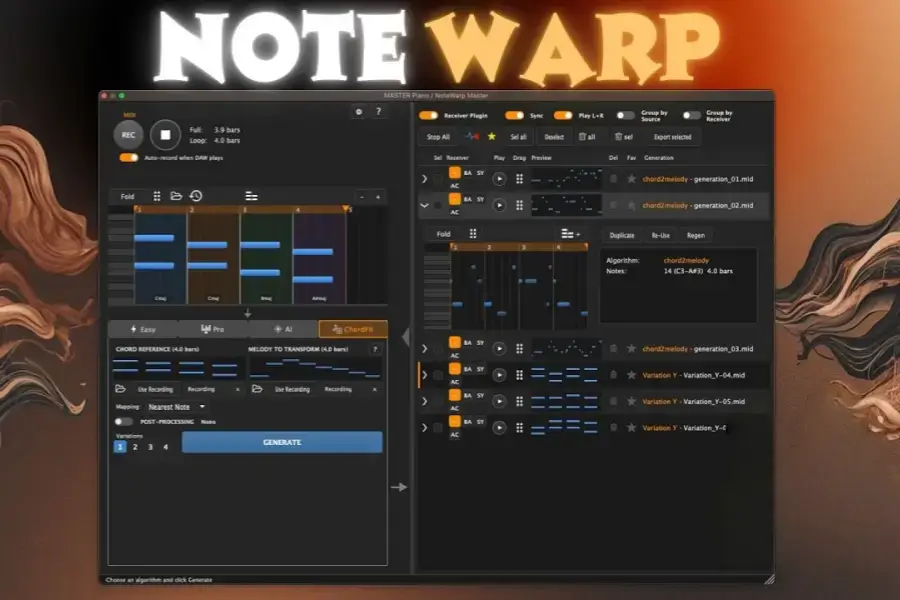 AI智能MIDI变形生成改编插件-Ivoschi NoteWarp