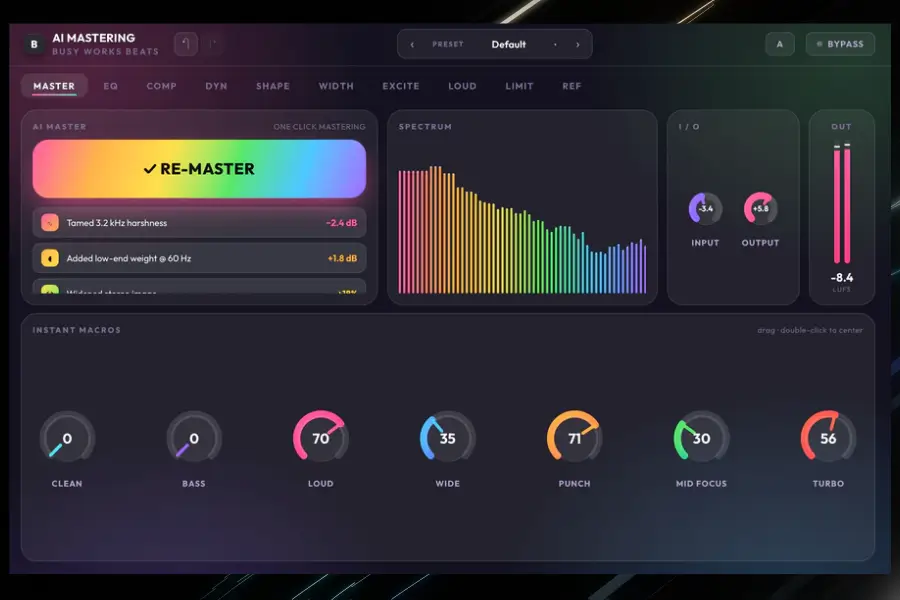 AI一键母带插件-Busy Works Beats AI Mastering 8-Mac 8.0.0