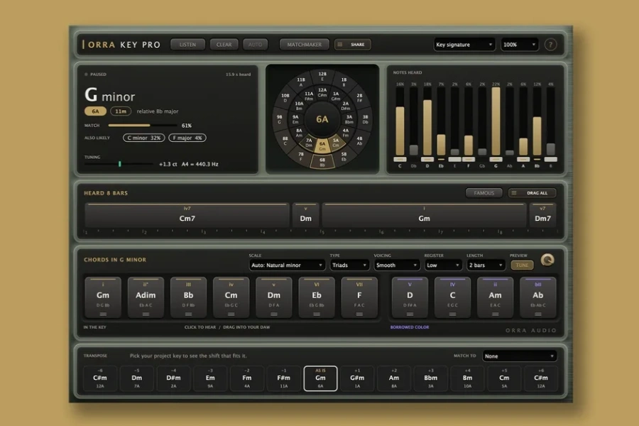 调式和弦识别MIDI和弦生成插件-Orra Audio Orra Key Pro-Win 1.0.0
